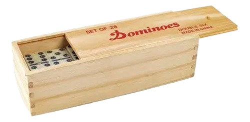 Domino En Caja De Madera Juego De Mesa Familiar 28 Piezas