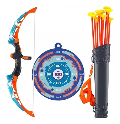 Set Arco Y Flecha 64cm Azul Con Luces Y Sonido Niños