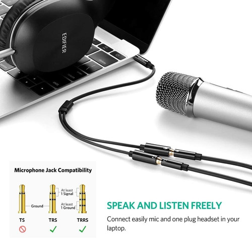 Imagen 4 de 7 de Cable Audio Splitter Ugreen 3.5mm 4 Polos Macho A Hembra .2m