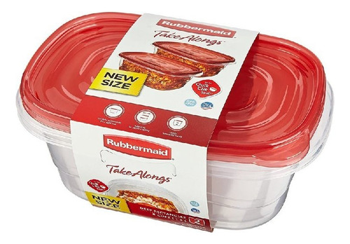 Vianda Plastica Take Alongs Setx2pcs Rect 3,7lts Rubbermaid Color Rojo