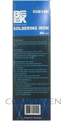 Cautin Soldador 40w 110v Bk Original 50b140 100% Calidad