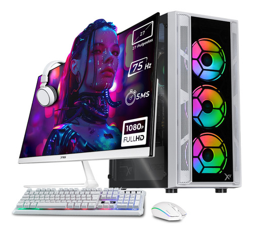 Xtreme Pc Gaming Amd Radeon 760m Ryzen 5 8600g 16gb Ddr5 Ssd 1tb Monitor 27 75hz Wifi White