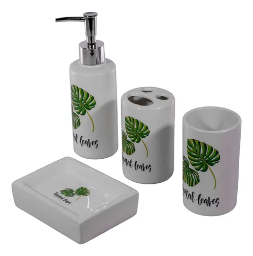 Set De Baño Plantas 4 Piezas