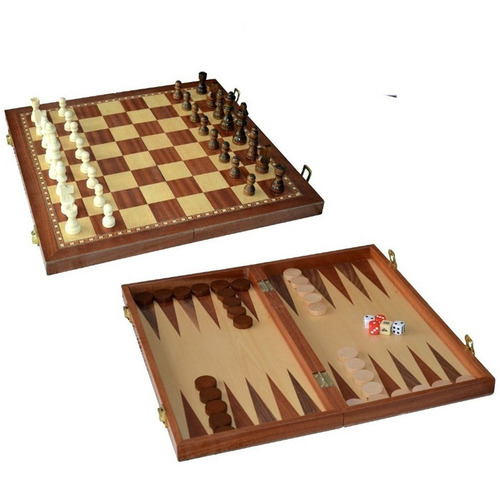 Ajedrez Y Backgammon 2 En 1 Fichas (87mm) Bisonte