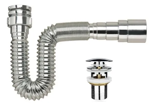 Desagüe Extensible Cromado + Sopapa Click Clack Rosca 1 1/4