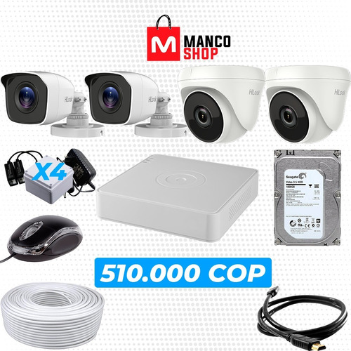 Kit Hilook By Hikvision Dvr 1080 4ch + 4 Camaras 1080p