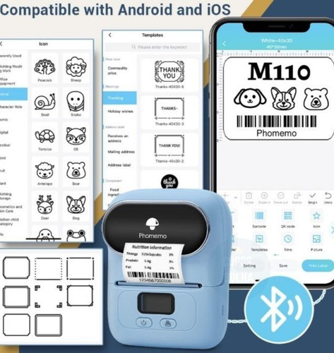 Mini Impressora Térmica Etiqueta Phomemo Bluetooth M110