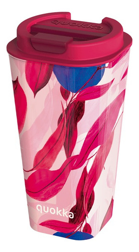 Vaso Cafe 450ml Flux Polipropileno Quokka Color Flores Rosa