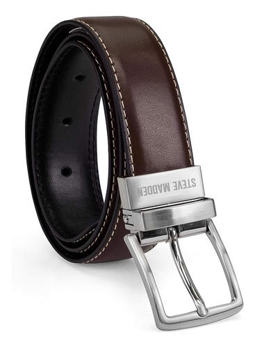 Steve Madden Boys' Big Reversible Belt For Kids, Marrón/negr