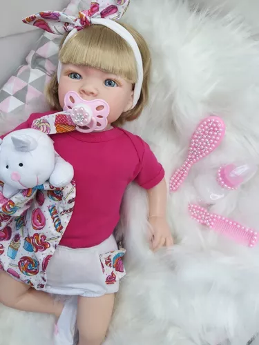 Boneca Bebe Reborn Recem Nascida Loira + 16 Itens Veja Video