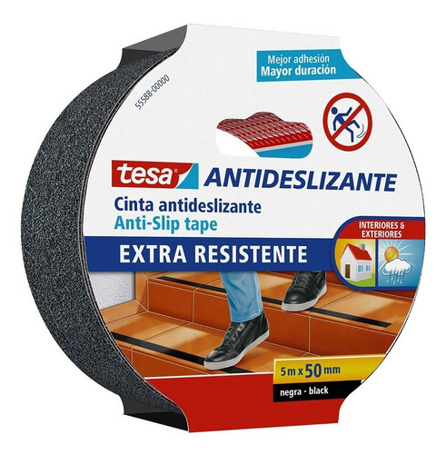Imagen 3 de 9 de Cinta Antideslizante Negra 50mmx5m Tesa