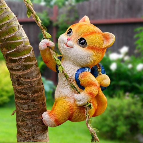 Estatua De Gato De Jardín, Decoración Colgante Para