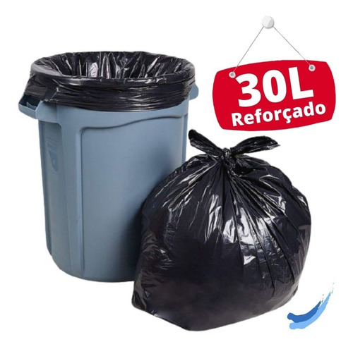 Saco De Lixo Reforçado 30 Litros Com 50 Unidades Cor Preto