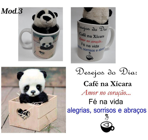 Urso Panda 15cm + Caneca Tema Bom Dia Café - Presente Amigo | Parcelamento  sem juros