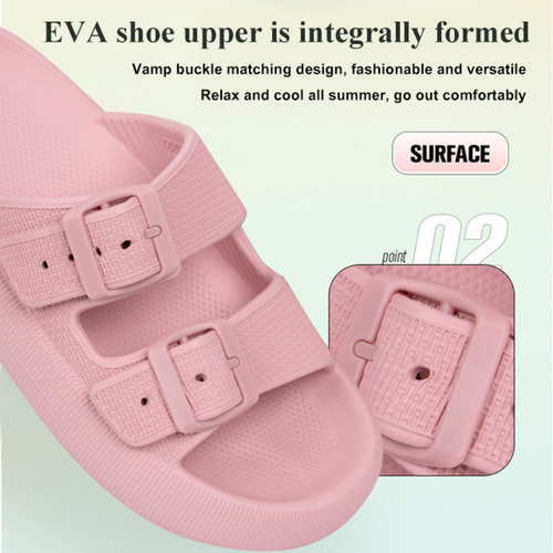 Sandalias De Interior Con Doble Botonadura, Suaves Y Cómodas