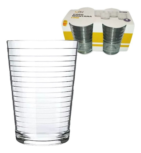 Jogo 4 Copos Montana Line 210ml Vidro Transparente
