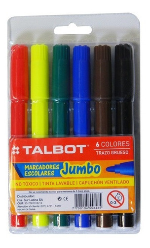 Marcador Jumbo De Colores X 6 - Talbot Cod3435