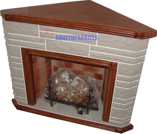 Imagen 1 de 8 de Hogar Esquinero Piedra S/madera C/ Leños Refractarios 5000