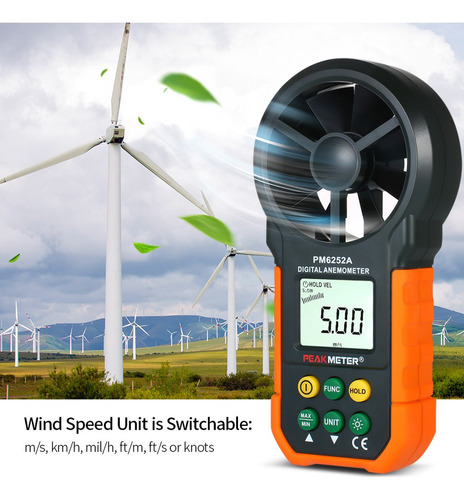 Peakmeter Anemómetro Portátil Medidor De Velocidad Del