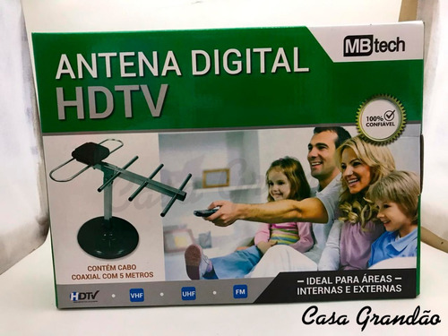 Antena Digital Hdtv Com Cabo Coaxial 5m 