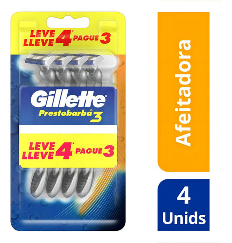 Rastrillos Desechables Gillette Prestobarba3 Regular 4 Rastrillos