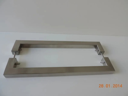Imagem 2 de 10 de Maçaneta Para Pé Porta Pise E Puxe + Puxador Duplo Fixo Aço