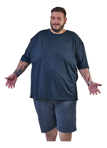 Kit Combo 3 Camisetas Lisas Plus Size Preto, Branco E Mescla
