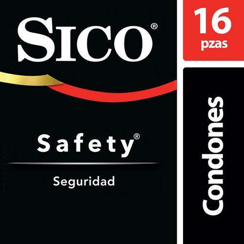 Condones Sico Safety Seguridad Látex Lubricados 16 Unidades