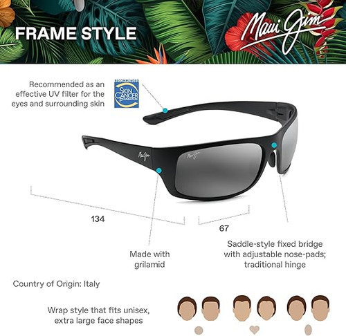 Gafas De Sol Maui Jim Big Wave Polarizadas - Color: Black Matte/neutral Grey