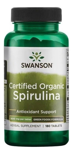 Espirulina Orgánica Certificada 500mg 180 Tabletas De Swanso