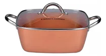 Comprar Olla Cuadrada Extra Grande Eternity Copper Es Eficiente Y Saludable, Con Recubrimiento Antiadherente Cerami-tech. Incluye Tapa De Vidrio Templado, Accesorio Para Cocinar Al Vapor Y Canasta Freidora.