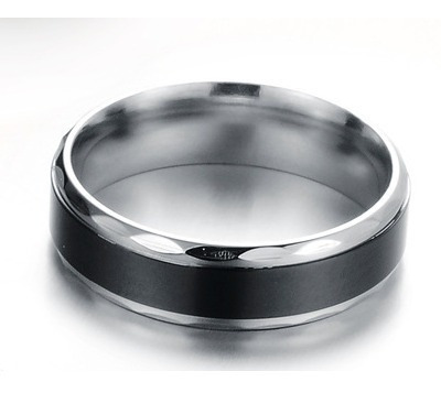 1 Argolla Acero Inox, Wedd Vi Dragco Negro Y Plateado 