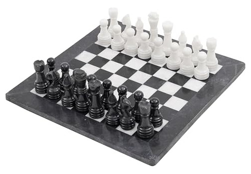 Radicaln Marble Chess Set 15 Pulgadas Negro Y Blanco Hechos