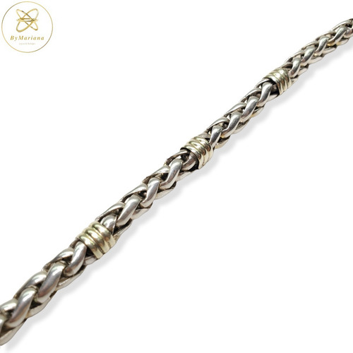 Imagen 5 de 6 de Pulsera Plata Y Oro Pomerato Gruesa