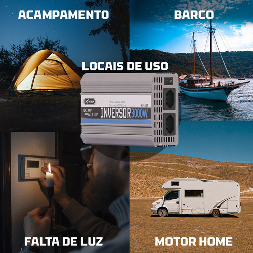 Inversor Tensão Veicular 3000w 24v Para 110v Modificada