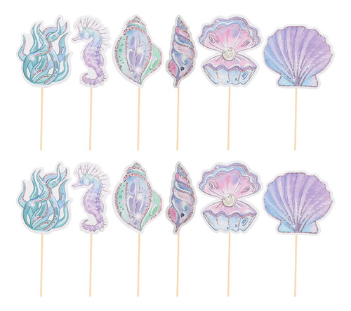 Inserto Para Tartas De Sirena Ocean Cupcake Decorations, 12