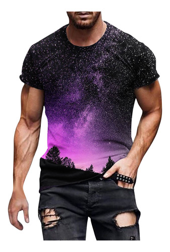 Camiseta L Para Hombre, Manga Corta, Estampado De Rayos De C