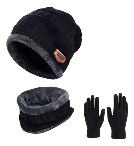 Kit Touca Gorro Cachecol + Luva Inverno Lã Pelinho Frio