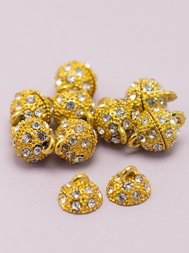 12 Iman Para Pulseras Bisutería Broche Abalorio Bola 9mm Dorado 1.4 Cm 9 Mm