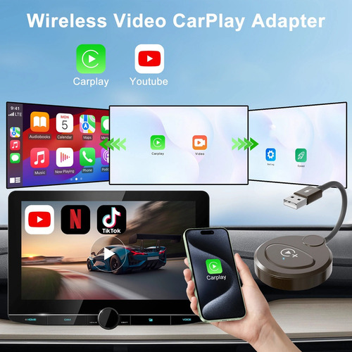 . Adaptador Carplay Sem Fio Com Youtube Carplay U-fs
