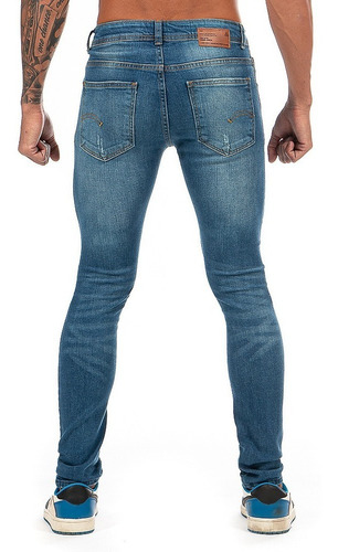 Imagen 3 de 7 de Jeans Pantalón Mezclilla Caballero Super Skinny Destrucción