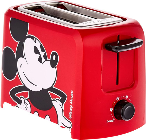 Tostadora Disney Dcm-21 Mickey Mouse Para 2 Rebanadas, Rojo/