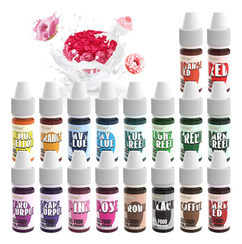 Juego De 18 Colores De Gel Para Colorantes Alimentarios, Gel