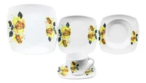 Comprar Vajilla Cuadrada Melamina 20 Piezas 4 Personas Decorada Flor