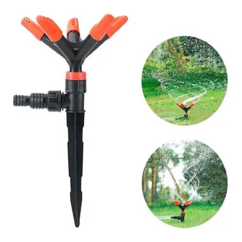 Rociador Jardin Riego Cesped Agua - Negro Con Naranja