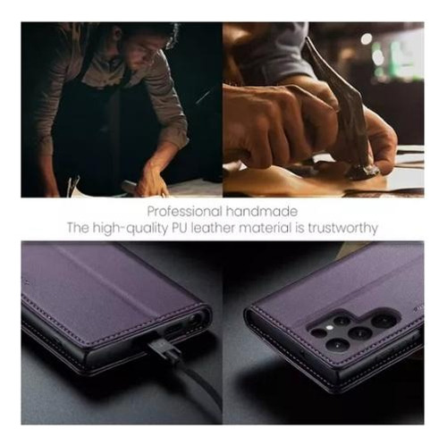Funda Para Samsung S25 Ultra Caseme Leather Cuero Colores Negro