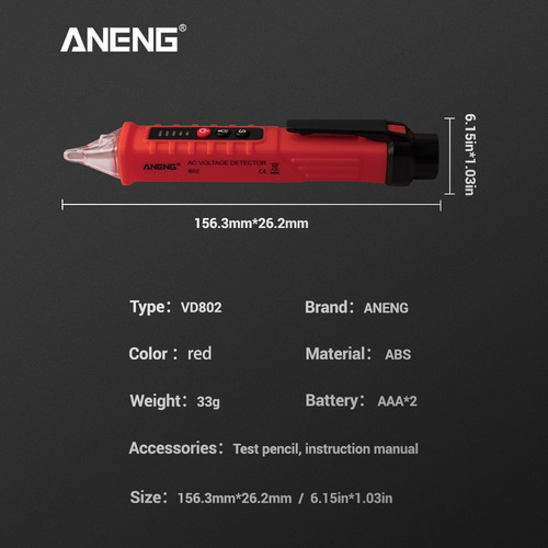 Aneng Vd802 - Detector De Voltaje De Ca Sin Contacto