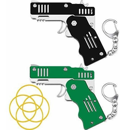 2 Paquetes De Pistola De Goma De Juguete Mini Metal Plegable
