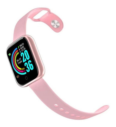 Imagen 4 de 4 de Smartwatch Smart Bracelet D20 1 1.3" con red móvil caja de plástico rosa, malla rosa de silicona