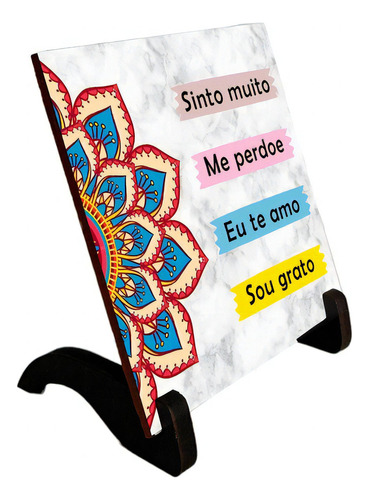 Azulejo Hooponopono Mandala Sinto Muito Me Perdoe Eu Te Amo Cor da armação Preto